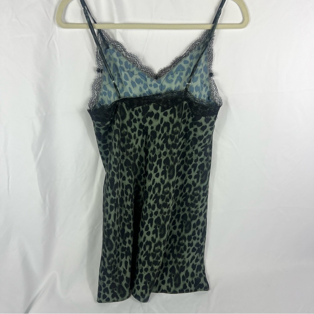 Victoria’s Secret Green Leopard Print Lace Trim Slip Dress - Picture 3 of 5